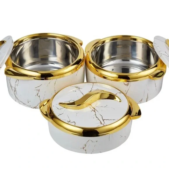 3 Pcs Set 1.5L 2L 2.5L Thermos Insulated Food Warmer Casserole Stainless Steel